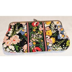 Vera Bradley Poppy Fields Clutch Wallet Double Kiss Lock Floral Retired NWOT